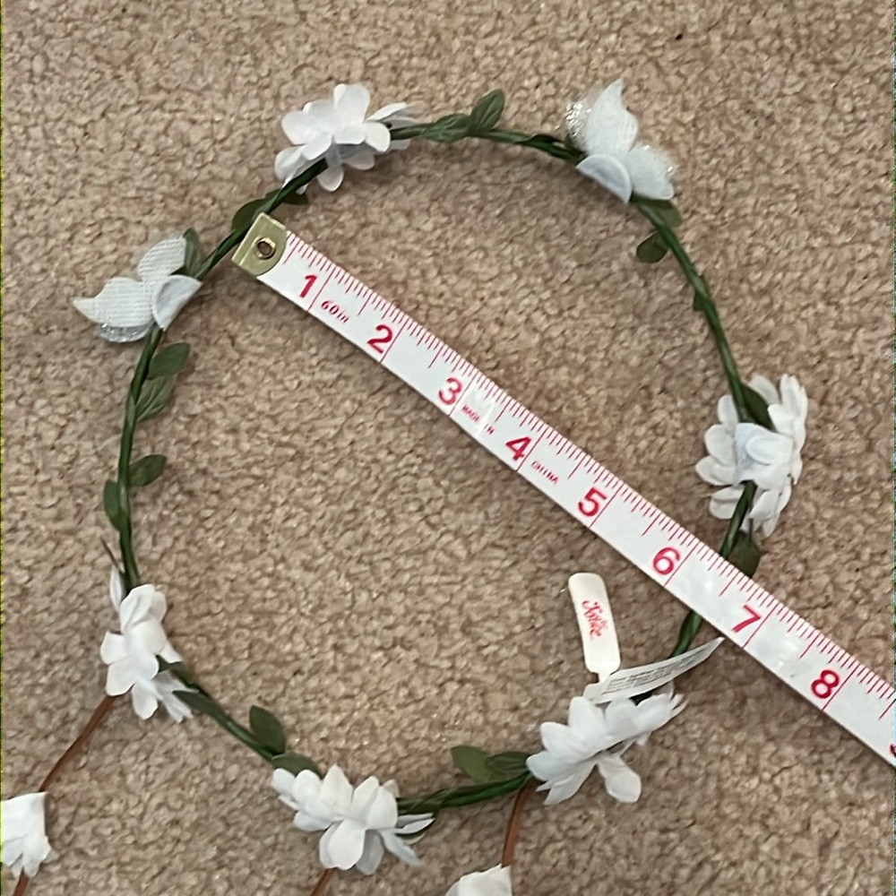NWT Justice Floral dangling garland headpiece, boho, white flowers w/ rhinestone - Picture 7 of 12